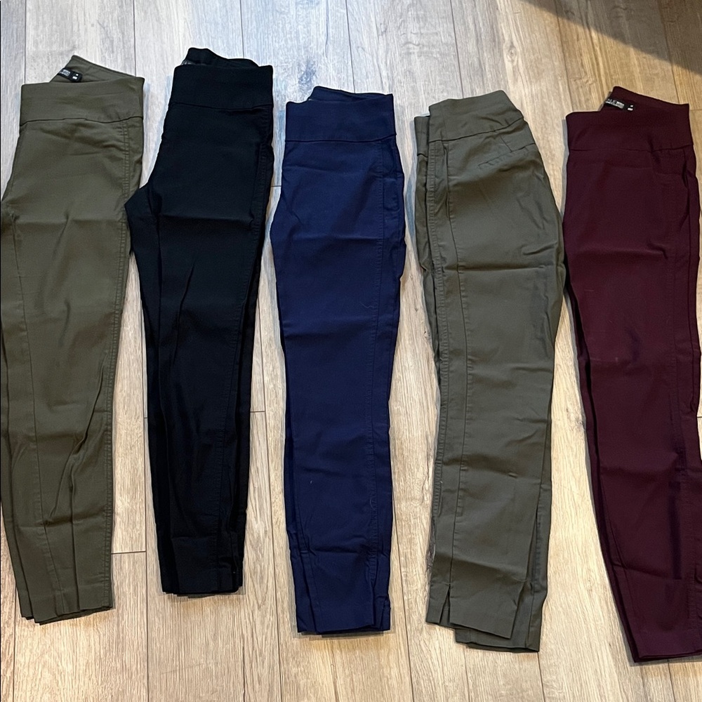 New York & Company High Waisted Whitney Ankle Pants-Black, Navy, Olive, Burgundy